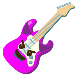 smiling face with horns and guitar