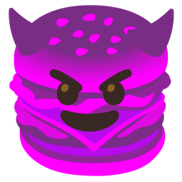 smiling face with horns and hamburger