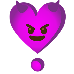 smiling face with horns and heart exclamation