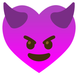 smiling face with horns and heart suit