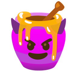 smiling face with horns and honey pot