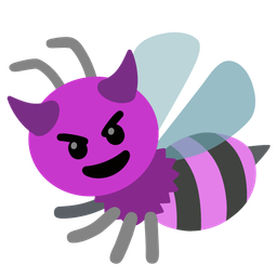 smiling face with horns and honeybee