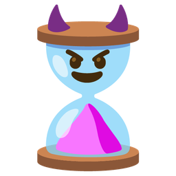 smiling face with horns and hourglass done