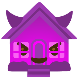smiling face with horns and house