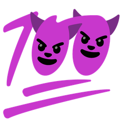 smiling face with horns and hundred points