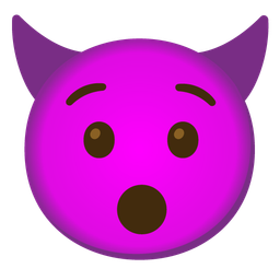 smiling face with horns and hushed face