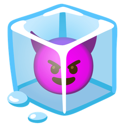 smiling face with horns and ice