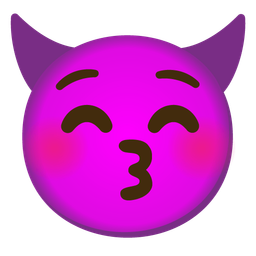 Smiling face with horns and Kissing face with closed eyes