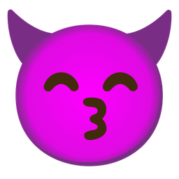 Smiling face with horns and Kissing face with smiling eyes