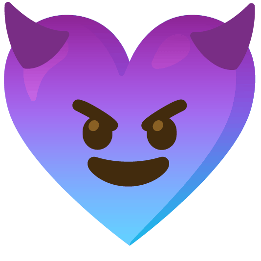 Smiling face with horns and Light blue heart
