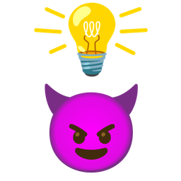 smiling face with horns and light bulb