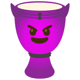 smiling face with horns and long drum