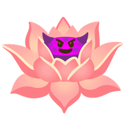 smiling face with horns and lotus