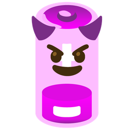 smiling face with horns and low battery