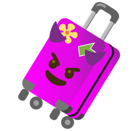 smiling face with horns and luggage