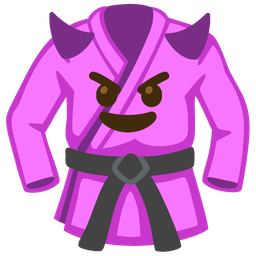 smiling face with horns and martial arts uniform