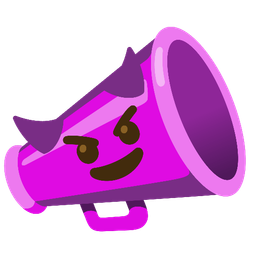 smiling face with horns and megaphone