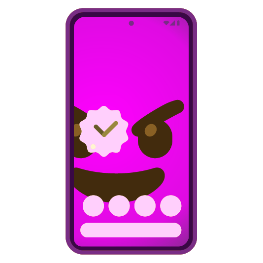 Smiling face with horns and Mobile phone
