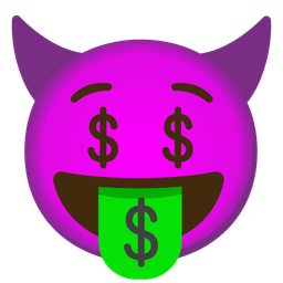 Smiling face with horns and Money-mouth face