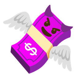 smiling face with horns and money with wings