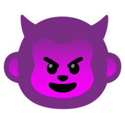 smiling face with horns and monkey face