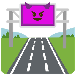 smiling face with horns and motorway