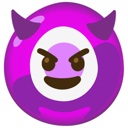 smiling face with horns and nazar amulet