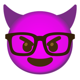 smiling face with horns and nerd face