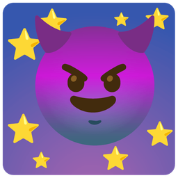 smiling face with horns and new moon face