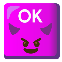 smiling face with horns and OK button