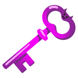 smiling face with horns and old key