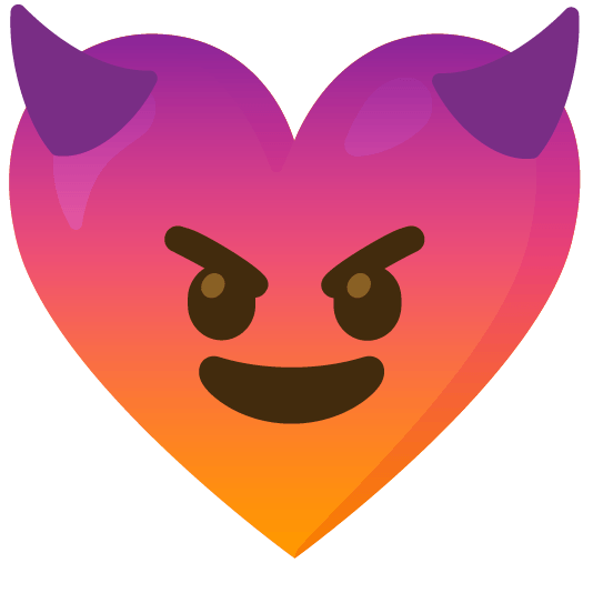 Smiling face with horns and Orange heart