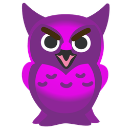 smiling face with horns and owl