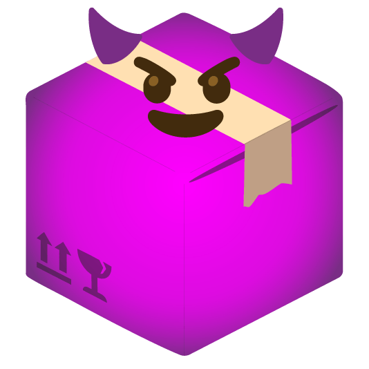 Smiling face with horns and Package