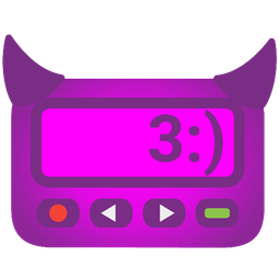 smiling face with horns and pager