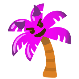 smiling face with horns and palm tree