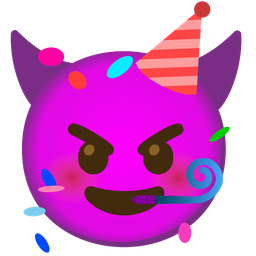 smiling face with horns and partying face