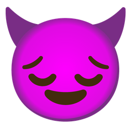 smiling face with horns and pensive face
