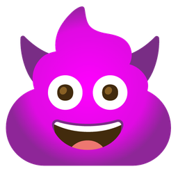 smiling face with horns and pile of poo