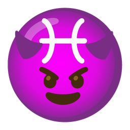 smiling face with horns and Pisces