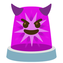 smiling face with horns and police car light