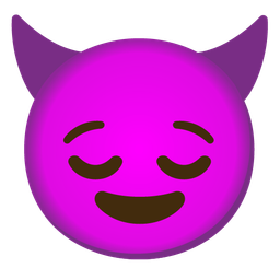 smiling face with horns and relieved face