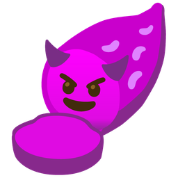 smiling face with horns and roasted sweet potato