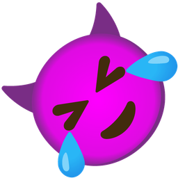 Smiling face with horns and Rolling on the floor laughing