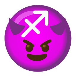 smiling face with horns and Sagittarius