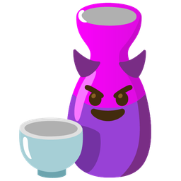 smiling face with horns and sake