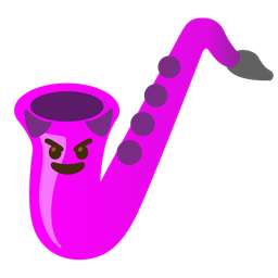 smiling face with horns and saxophone