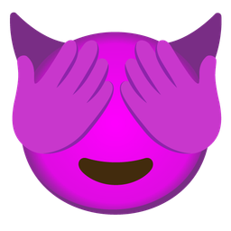 smiling face with horns and see-no-evil monkey