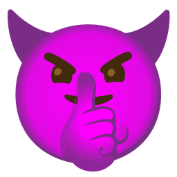 smiling face with horns and shushing face