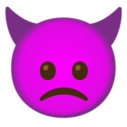 smiling face with horns and slightly frowning face